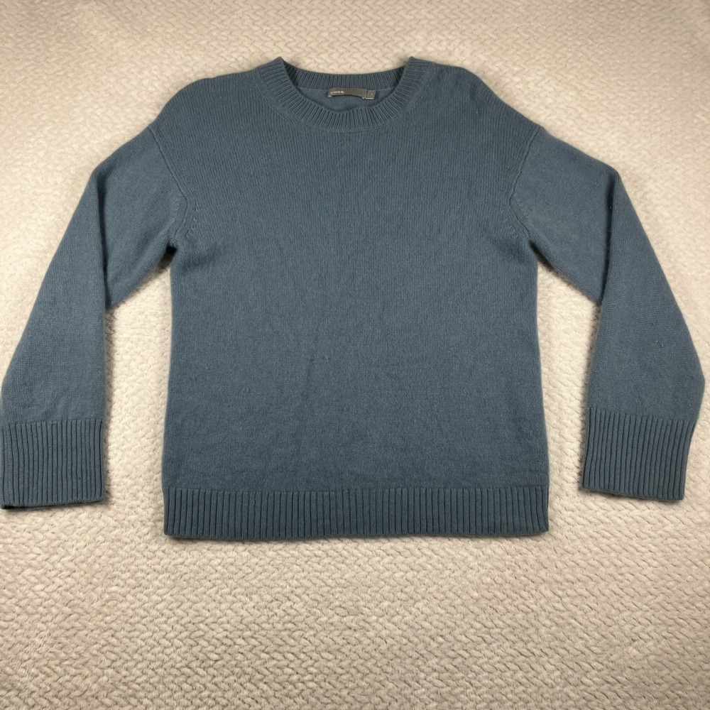 Vince Cashmere Sweater Womens Small Blue Crewneck Knit Quite Luxury Flaw